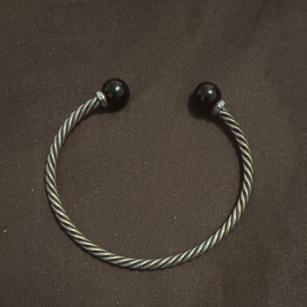 David Yurman Silver and Black Cable Bracelet